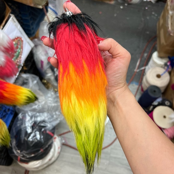 Vibrant Multicolor Faux Fur Keychain - Picture 1 of 2